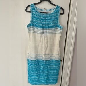 ST. JOHN dress, women’s size 6, color aqua and white
